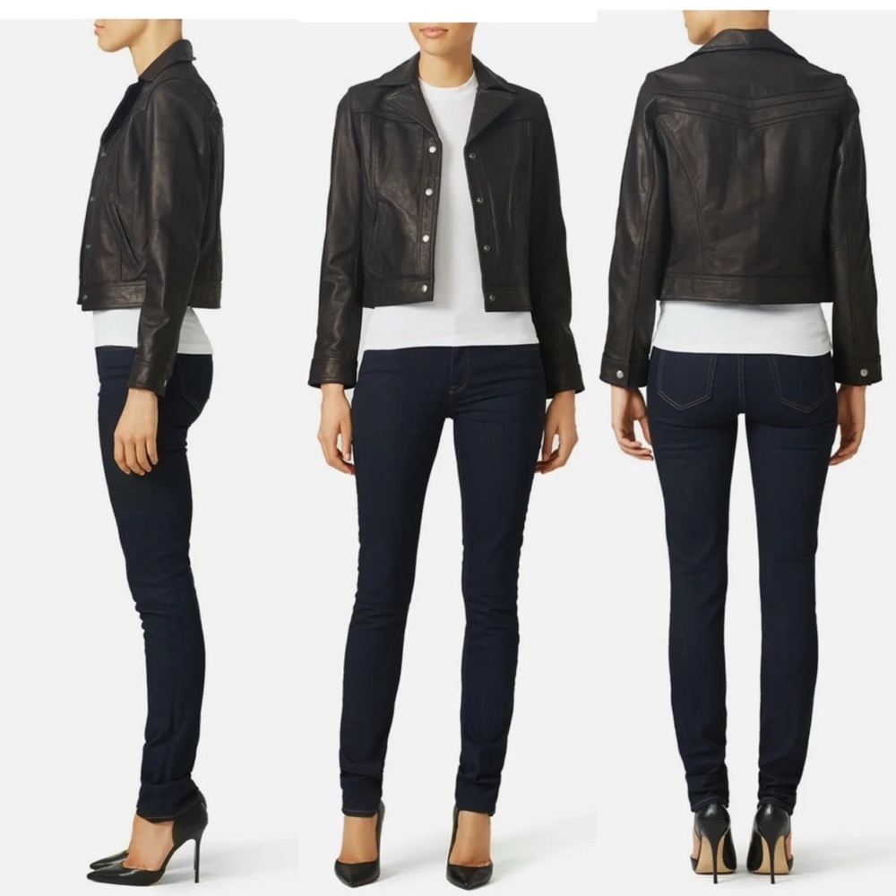 Rebecca Minkoff Trucker Jacket Gide Crop Suede 100% Leather Size XS $498